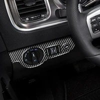 genuine carbon fiber for dodge challenger 2015 up car headlight switch button frame cover trim car styling