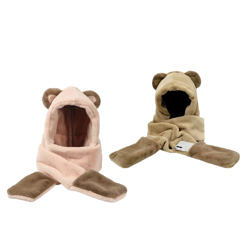 

Bear Ear Plush Made -One -Piece with Gloves for Warm Keeping