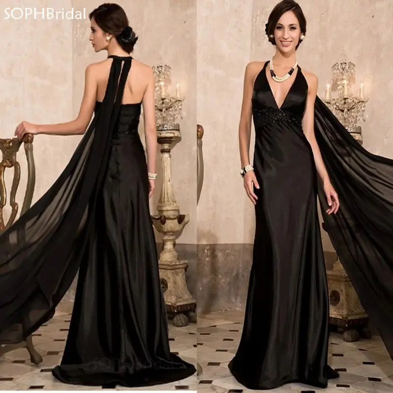 Новый Бисер Формальное вечернее платье с v образным вырезом без рукавов черное