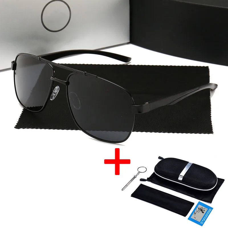 BLACK-Zip Box Мужские солнцезащитные очки, брендовые, дизайнерские, Mercede, мужские, поляризационные, для вождения, солнцезащитные очки, алюминий, магний, квадратные, солнцезащитные очки, oculos de sol 1046 - Цвет линз: BLACK-Zip Box