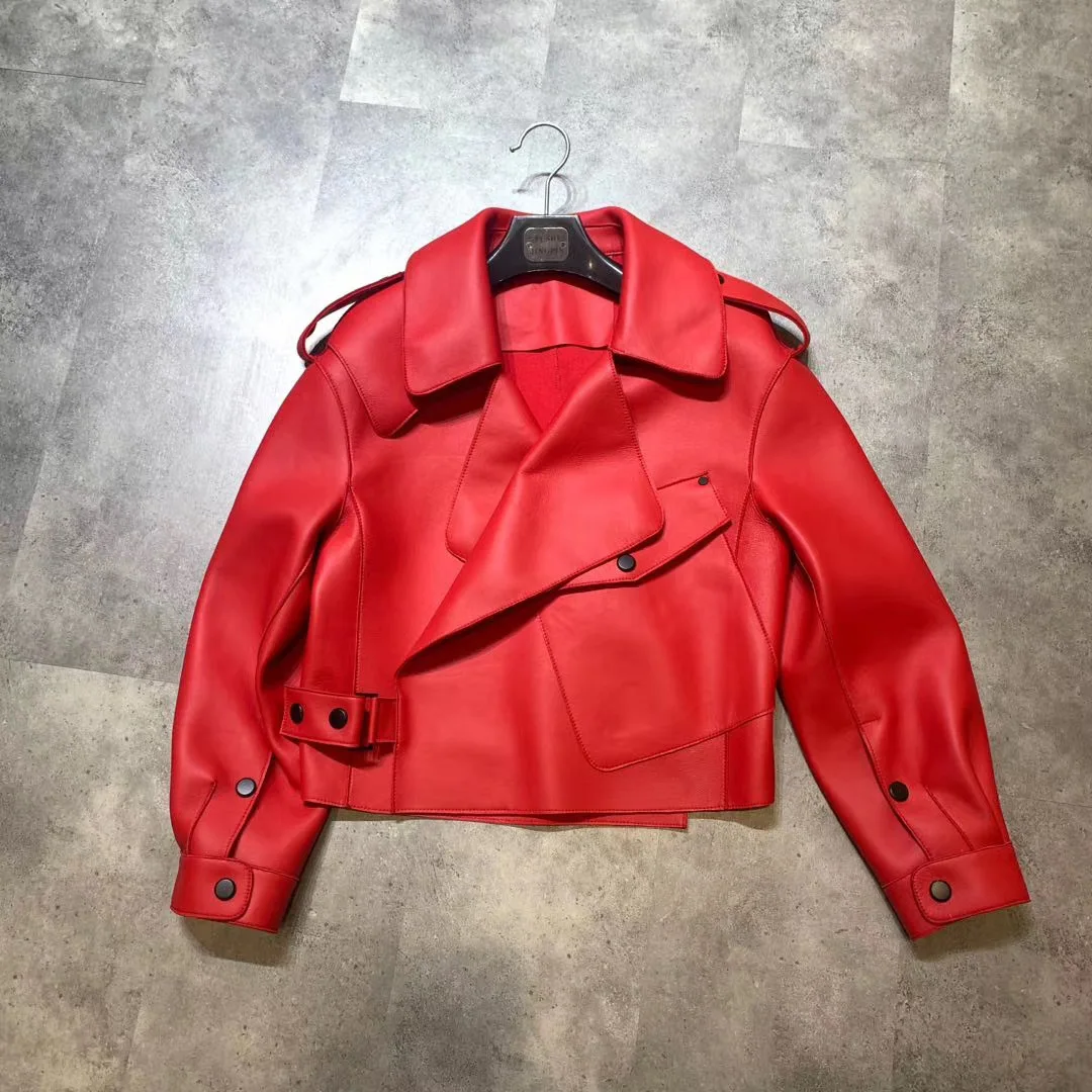 2021 spring autumn new Genuine leather women jacket sheep loose Korean short large coat sheepskin real leather jacket ladies y2k