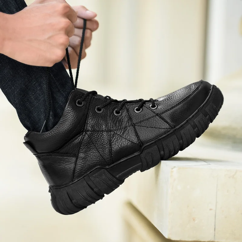 Зимние мужские ботинки плюшевые теплые зимние Мужская водонепроницаемая обувь