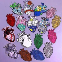 prajna hippie iron on heart patches for clothing stripe human organs embroidered patches for clothes sewing sticker on badge