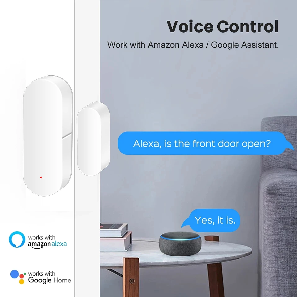 Детекторы открытой/закрытой двери Tuya Zigbee совместимые с Alexa Google Home | Безопасность и
