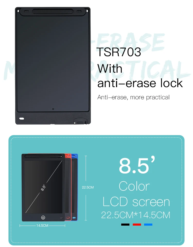8.5 inch blue TISHRIC 8," /10"/1" дюймовый графический планшет с ЖК-дисплеем, электронный планшет с ластиком, детский планшет для рисования, планшет, детские подарки - Цвет: 8.5 inch blue
