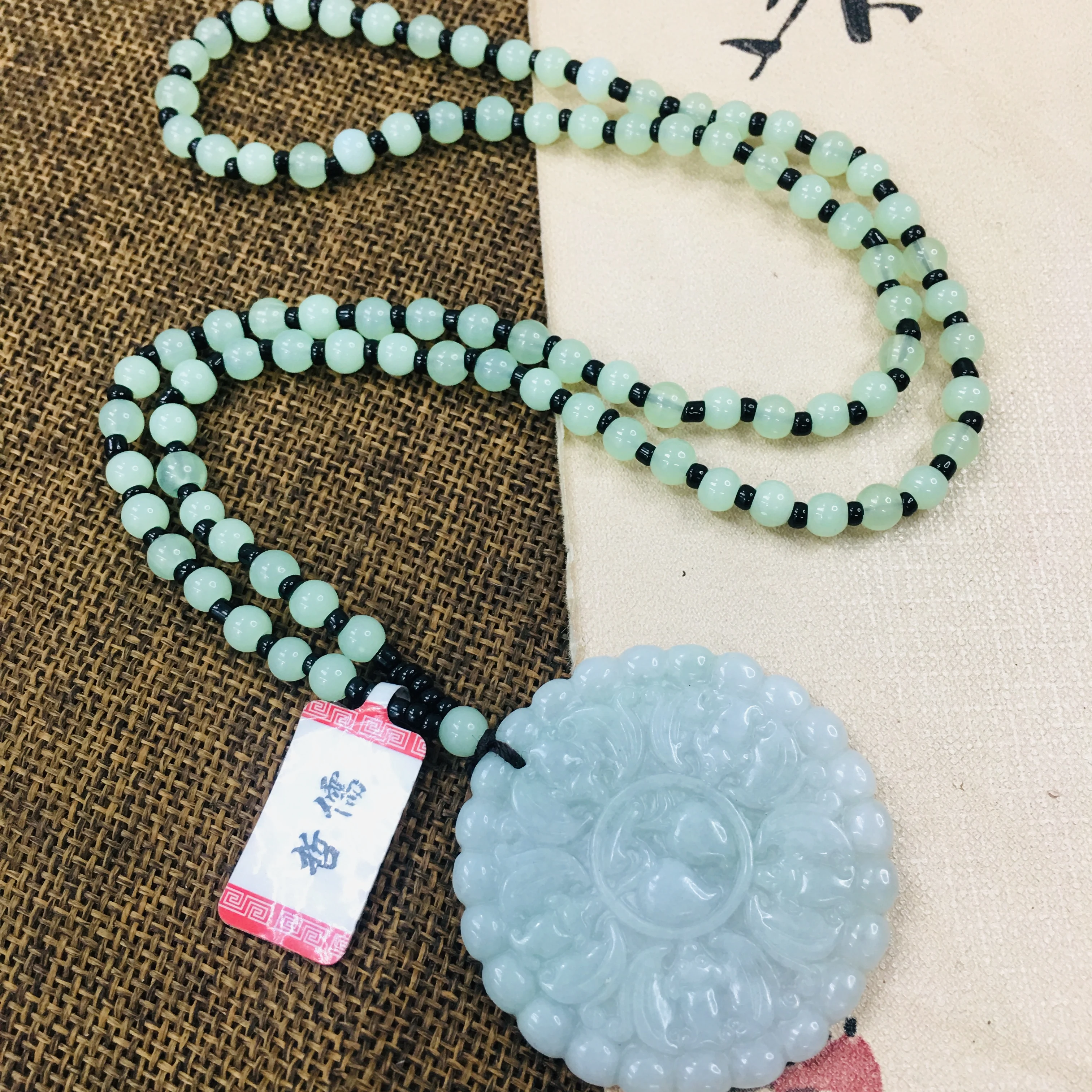 Zheru из печати чистый натуральный жадеит резной светильник зеленый круглый пять