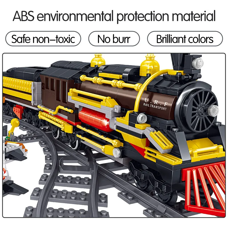 1464 шт. город игрушечная железная дорога модель строительные блоки технические