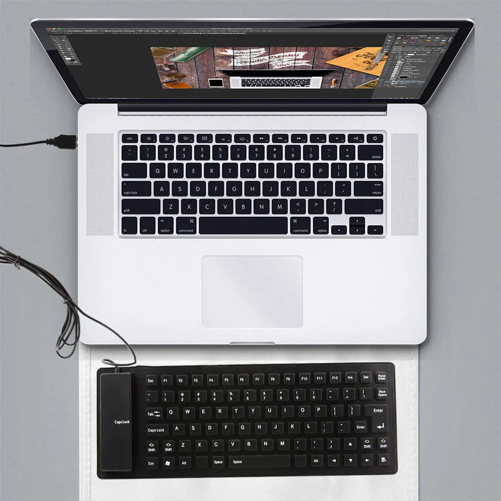 Новое поступление складная клавиатура USB Проводная игровая светильник удобный 85