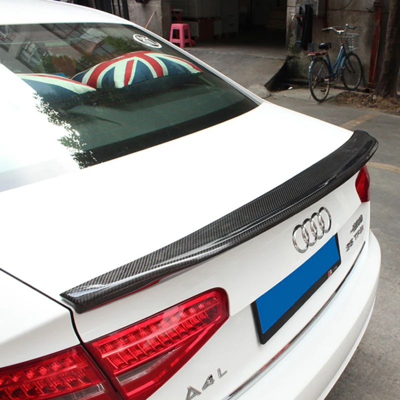 

Для Audi A4 S4 B8.5 2013 2014 2015 4 Двери Седан украшение Высокое качество Черный углеродное волокно задний спойлер багажника