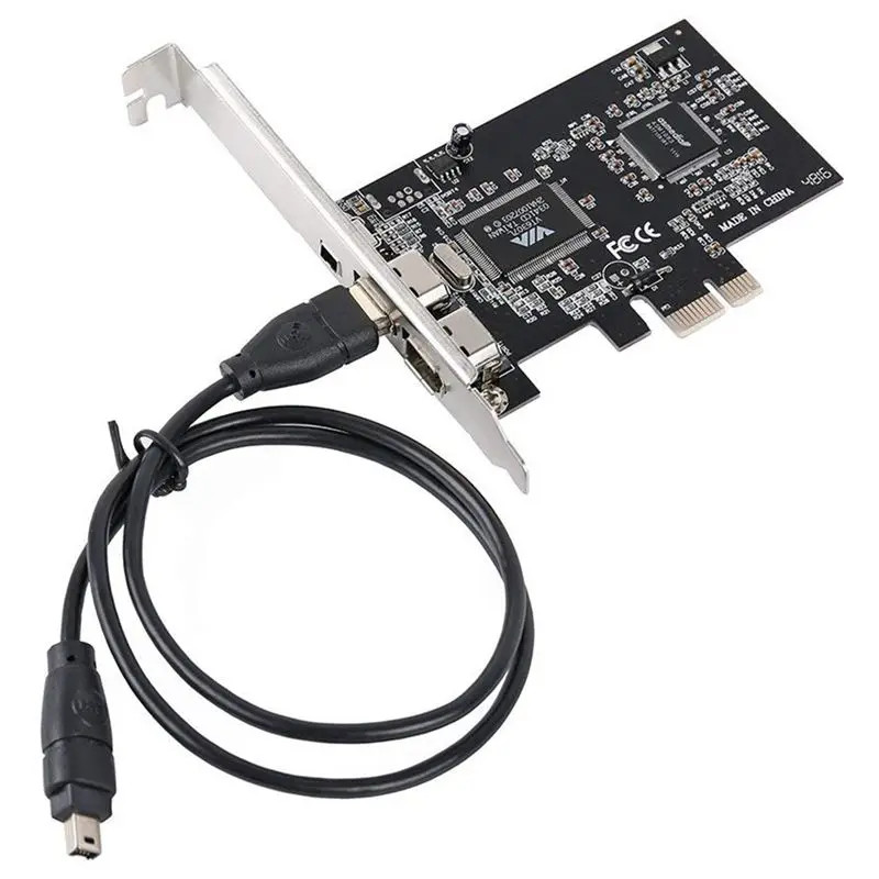 Карта Firewire адаптер PCIe 800 для Windows 10 с низкопрофильным кронштейном и кабелем 3 порта