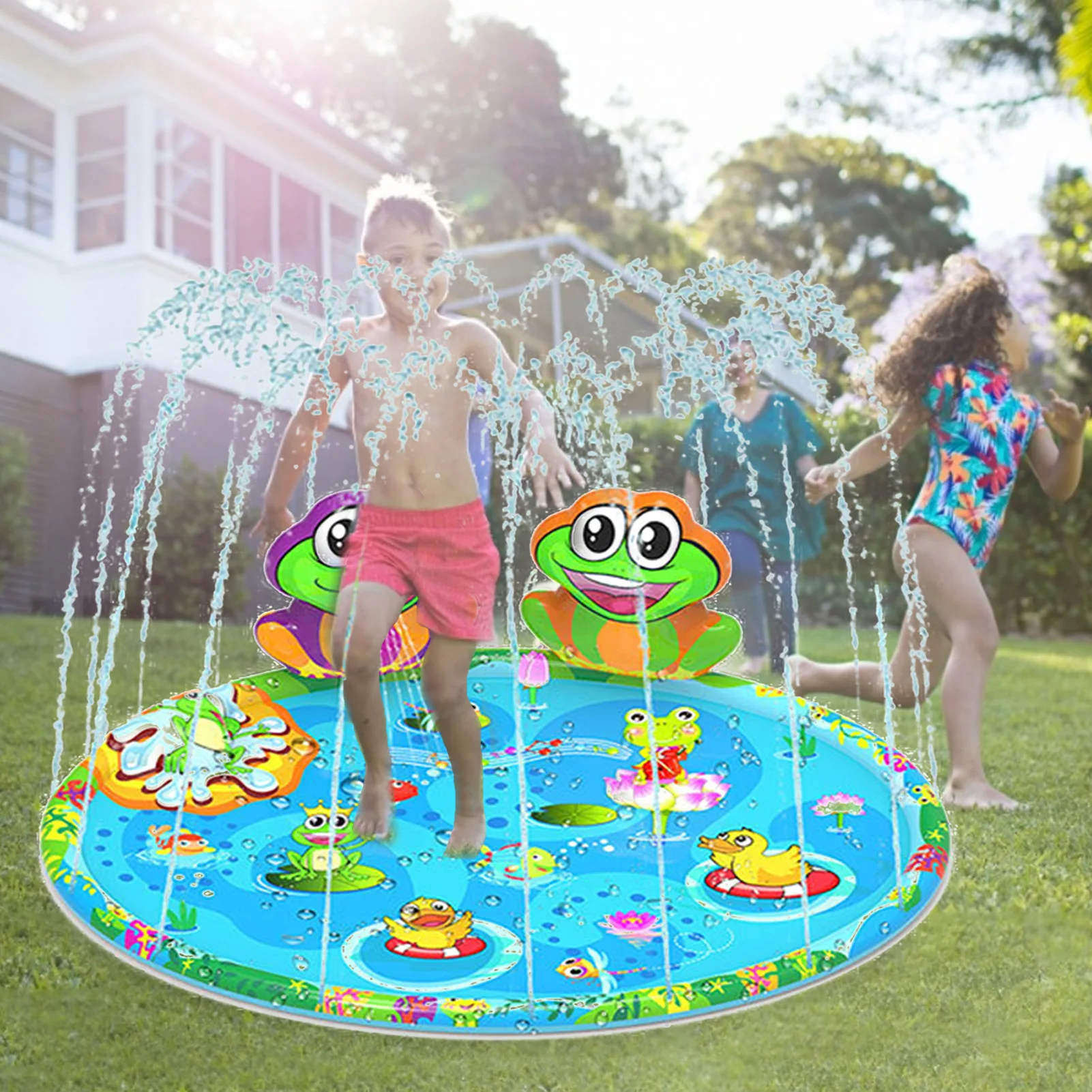 

Frog Splash Mat Inflatable Spray Water Cushion Summer Kids Play Water Mat Outdoor Lawn Children Water Toy Sprinkler Pad