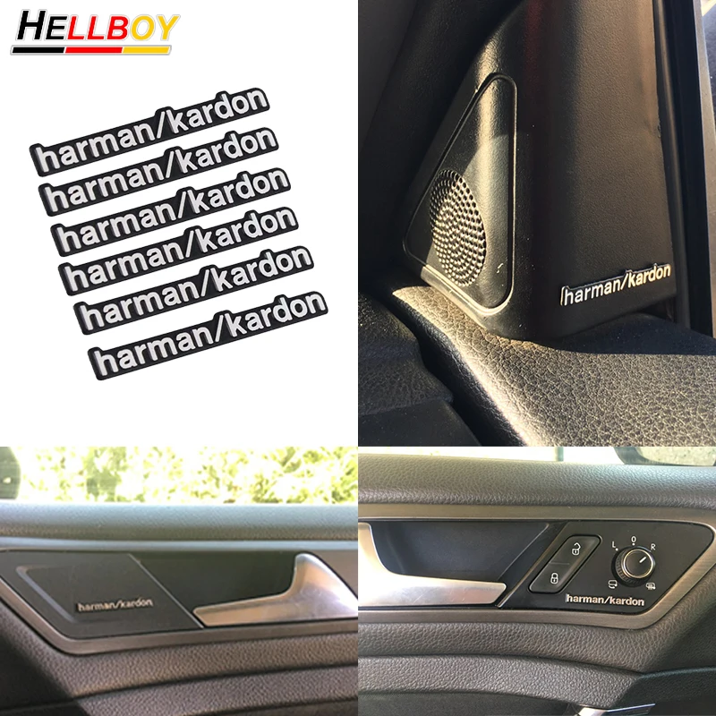

10pcs 3D Aluminum harman/kardon Hi-Fi Speaker Stereo Speaker badge emblem Sticker For BMW VW Adui Skoda Seat Opel Porsche