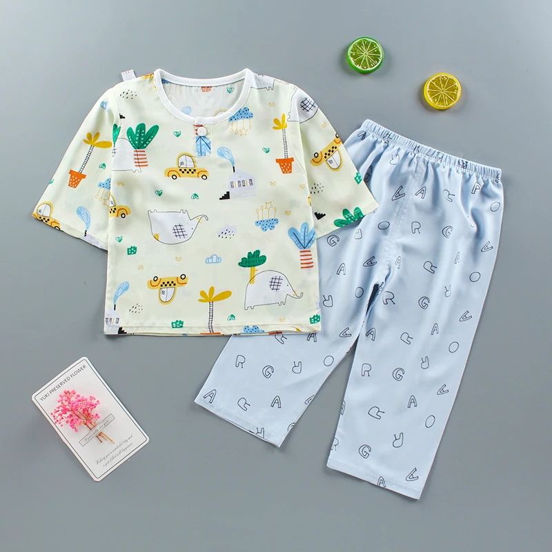 

2-piece Children's Clothing High Waist Suit 1-12 Years Old Cotton Cartoon Pattern Boys and Girls Boys and Girls Warm Pajamas
