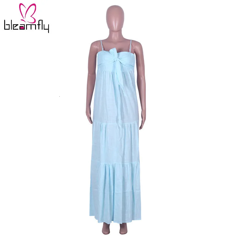 2019 женское летнее Пляжное Платье макси с бретельками и завязками длинное