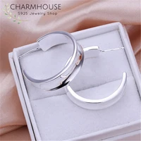 charmhouse pure silver hoop earrings for women round clip earing brincos femme pendientes wedding bridal jewelry accessories
