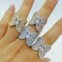 kellybola gorgeous luxury big imitation flower bold stackable rings with zircon stones women bridal wedding party jewelry