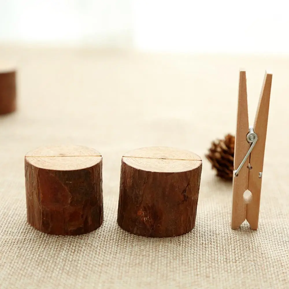 

CHZLL Natural Wood Ornaments Crafts DIY Note Photo Clip Business Card Holder Rustic Weddings & Events Accessories Birthday Gifts