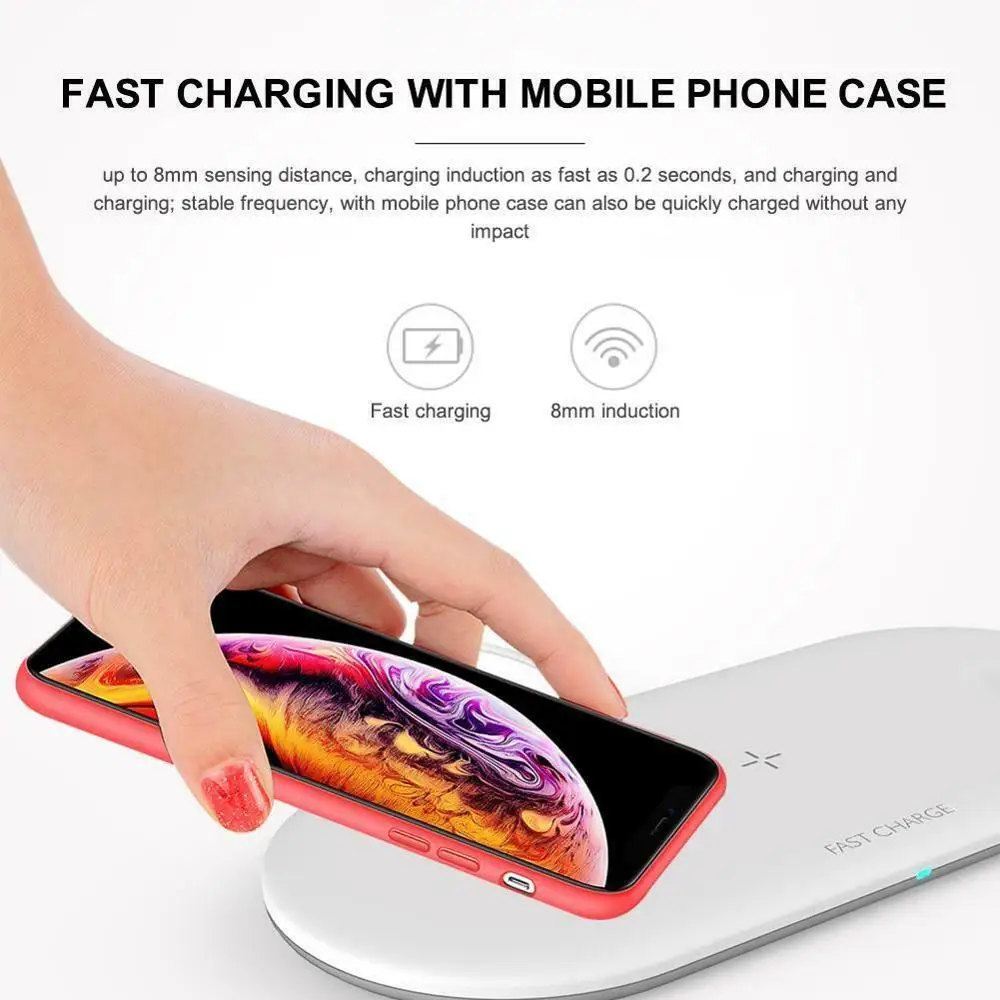Беспроводное зарядное устройство 3 в 1 для iPhone 6 7 X MAX XR 8 быстрая зарядка Samsung S10 + S9 S8