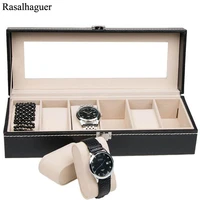 fashion hot sale luxury pu 6 gridsleather watch box fashion style convenient travel jewelry watch collector cases organizer box