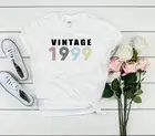 Винтажные 1999 на день рождения вечерние уличная 22th рубашка для женщин плюс Размеры из хлопка, одежда в стиле унисекс, Модная хлопковая футболка с круглым вырезом для маленьких девочек с надписью футболки для девочек