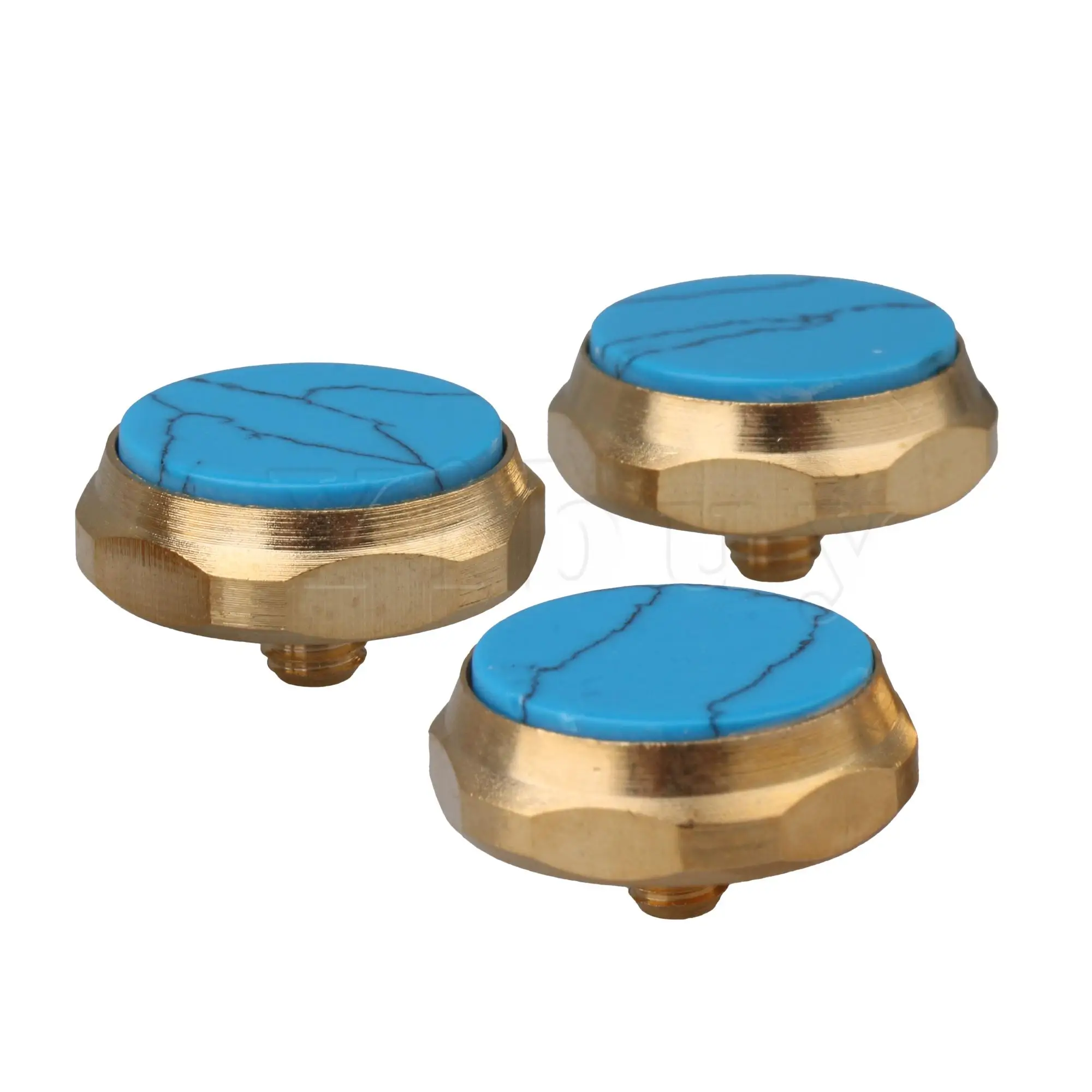 

Yibuy Gold Plated Blue Turquoise Finger Buttons Caps Screw for Trumpet Instrument Parts Accessory Pack of 3