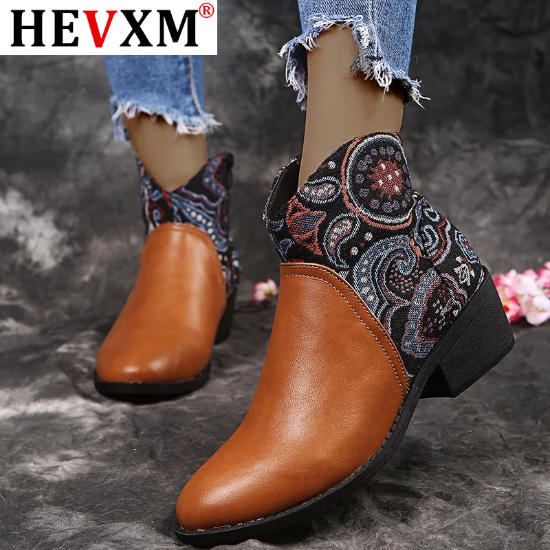 

Женские ботильоны из искусственной кожи, с принтом и вышивкой, с острым носком, большие размеры, Осень-зима 2020