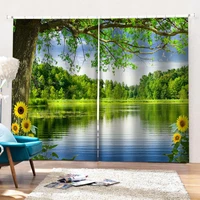 Luxury Blackout 3D Window Curtains For Living Room Bedroom green nature scenery curtains landscape 3d curtain
