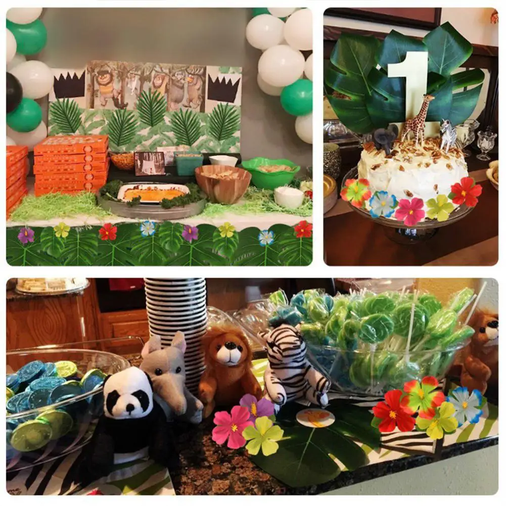 60 шт./компл. дешевые пластиковые цветы искусственные листья монстеры зеленые