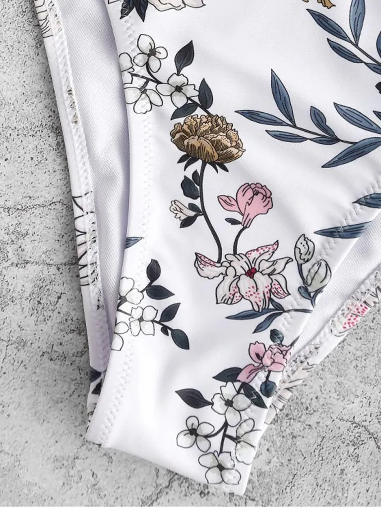 

2020 Sexy Ruffle Bikini Backless Swimwear Women Dot Print Bikini Set Bathing Suit Summer Floral Beachwear Maillot De Bain Femme