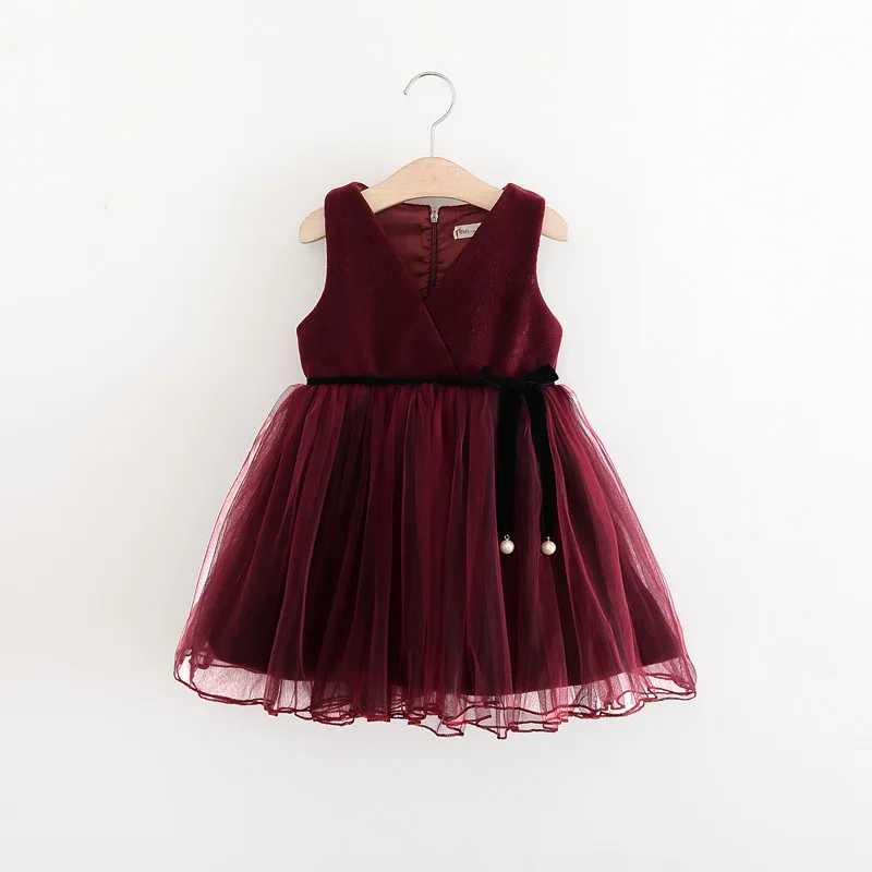 14100 г. Осенне зимнее платье для девочек шерстяная юбка жилет в западном стиле