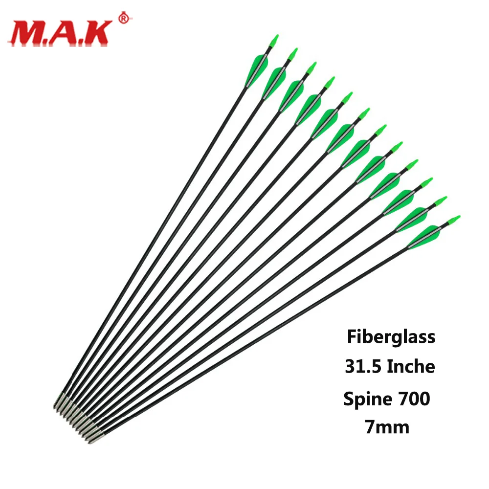 

Стрельба из стекловолокна Arrow31.5 дюйма позвоночник 700 с пластиковым перьем и шагом стальной наконечник стрелы для рекурсивного лука 30-80lbs