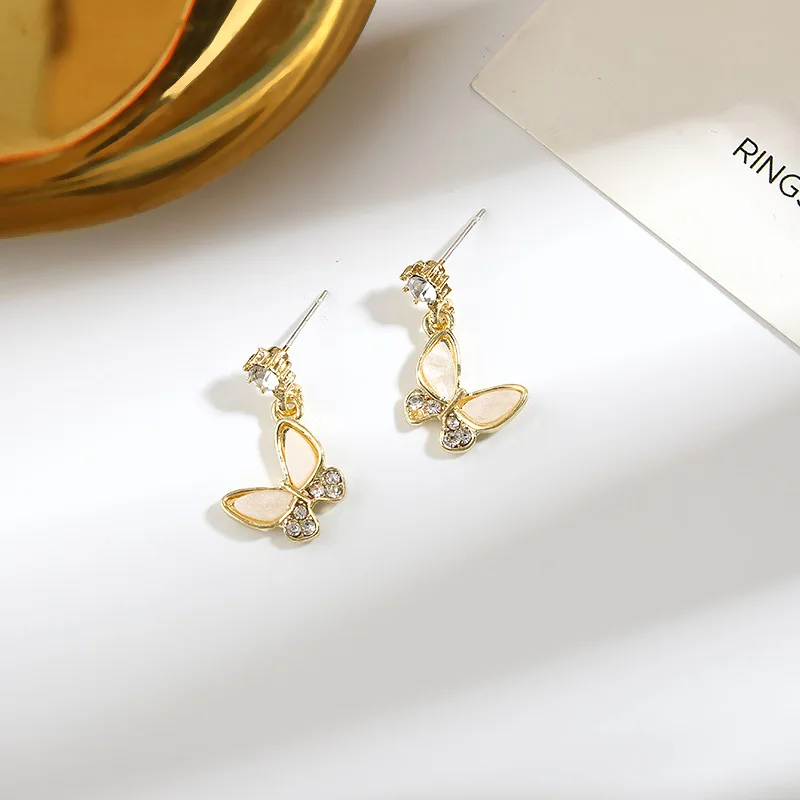 JNP17 S925-pendientes de tuerca pequeños, con aguja de plata, mariposa superhada coreana, temperamento Simple, nueva moda