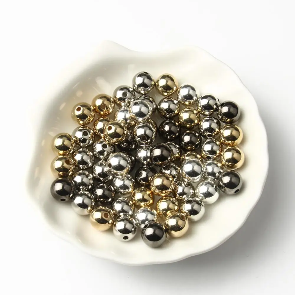 Черные/Позолоченные акриловые Круглые бусины CCB 3 4 5 6 8 10 12 мм принадлежности для