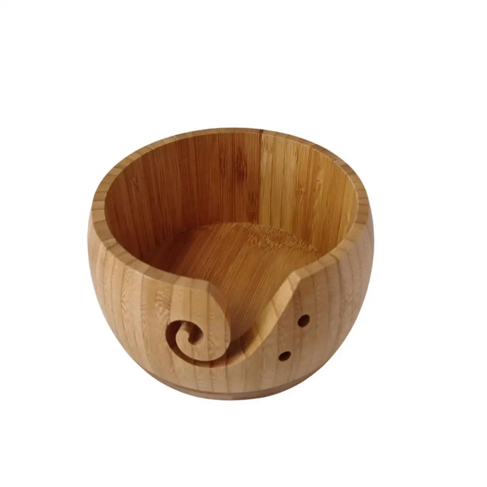 

Crochet Bowl Large Wooden Yarn Bowls With Holes Handmade Round Crochet Yarn Holder Knitting Crocheting Accessories Kit Organi