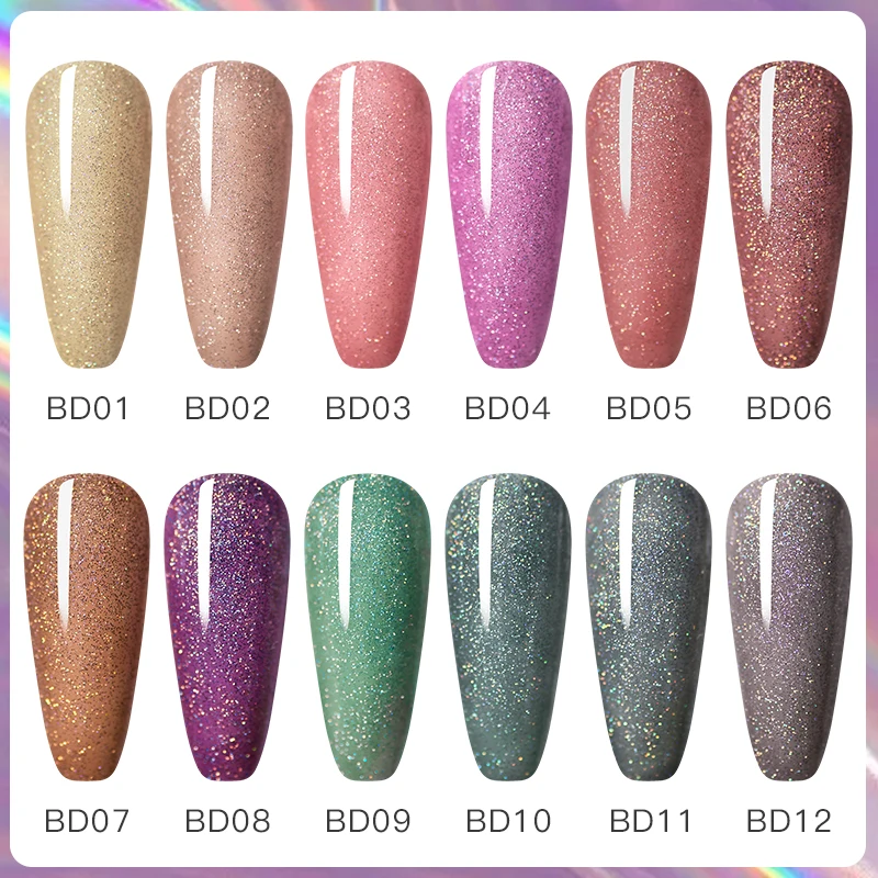 FOUR LILY Nail Glitter Gel 5ml Holographic Polish Shimmer Soak-Off UV LED Long-lasting Varnish Manicure DIY Lacquer | Красота и