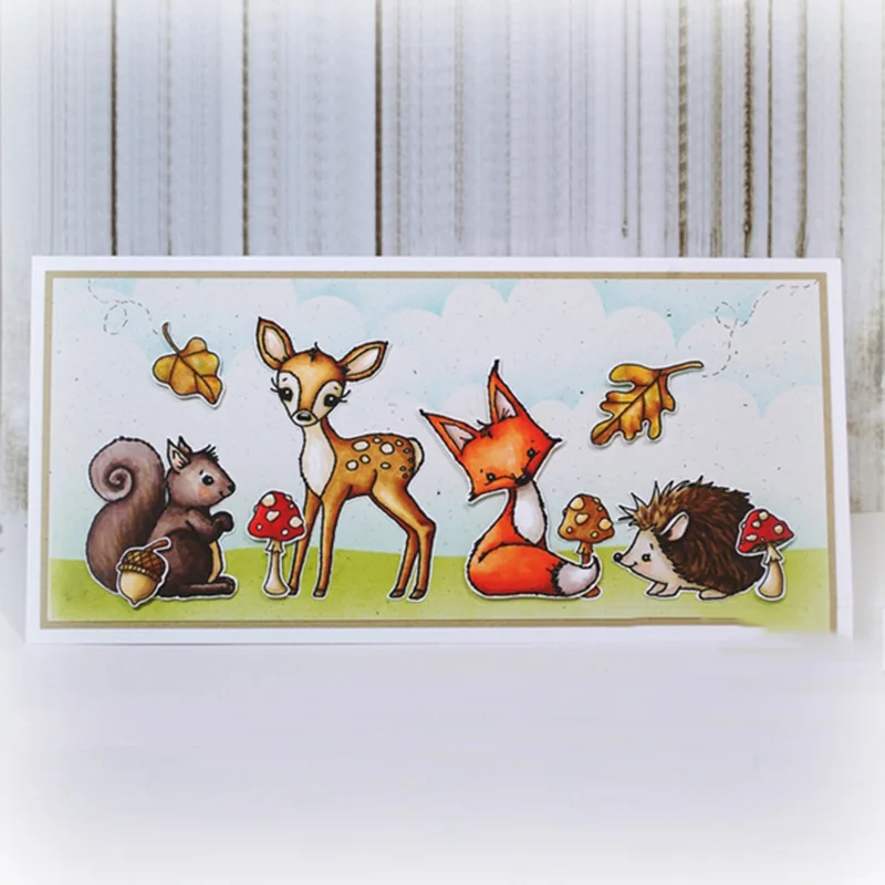 Металлические штампы и резиновые для рукоделия скрапбукинг олень лиса ранний