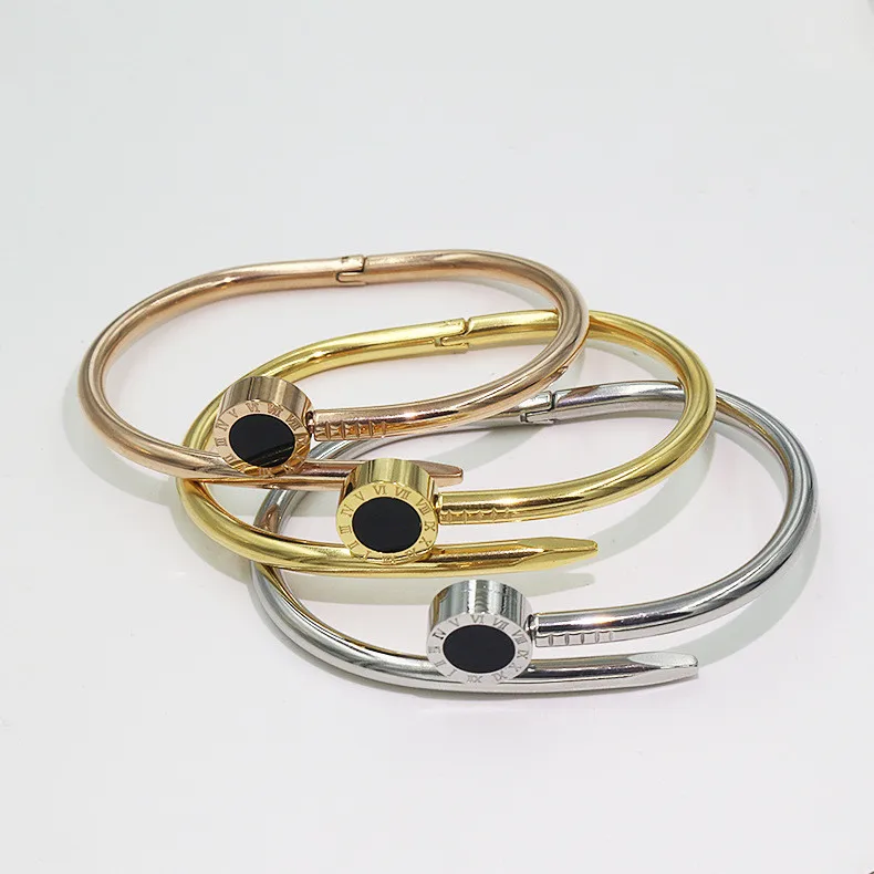 

Fashion Trend Explosion Style Titanium Steel Roman Shell Nail Open Rose Bracelet
