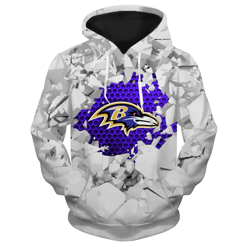 

Baltimore men's long sleeve casual Ravens hoodie splash stone purple graffiti bird print 3D sweatshirts