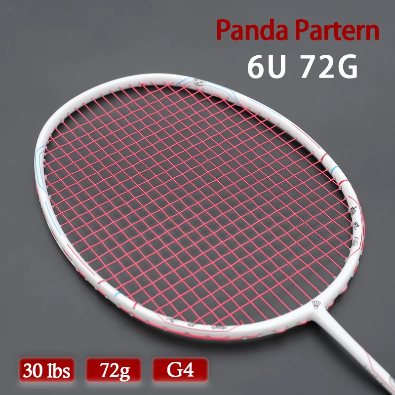 

Panda Partern Badminton Rackets Strung 100% Full Carbon Fiber Ultralight 6U 72g Professional Racquet With Bags 22-30LBS Adult