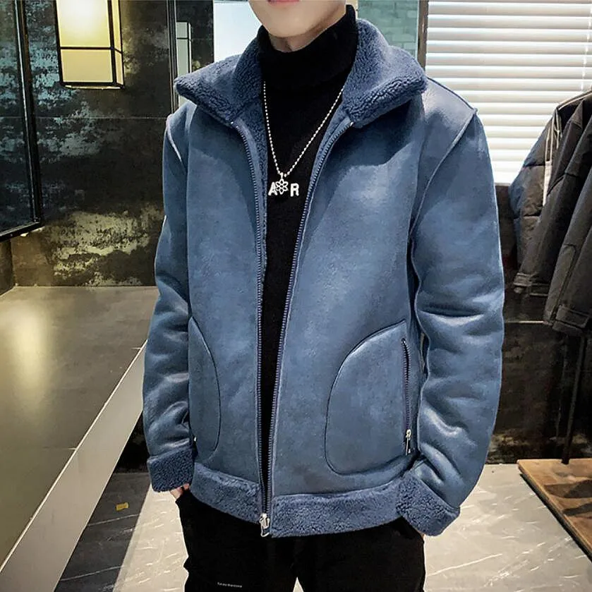 Одежда с обеих сторон мужские замшевые пиджаки пальто свободный Мотоцикл