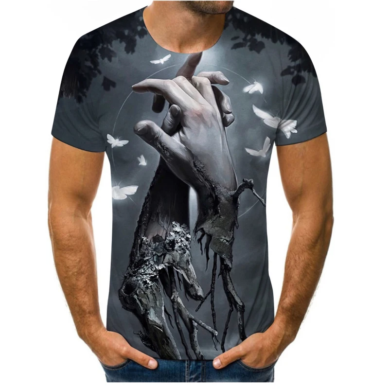 

Creative funny skull skeleton men's short-sleeved trend fashion personality summer loose oversized O-neck T-shirt 3D printing
