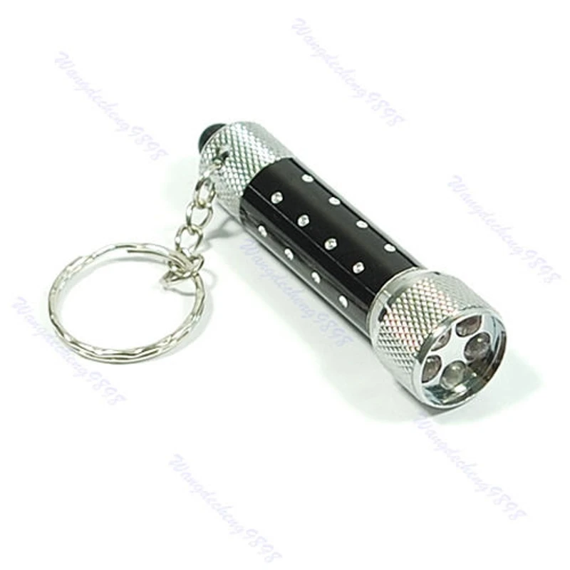 

YYSD Ultra bright Mini 5 LED Flashlight Torch Key Chain Key Ring Keychain Black