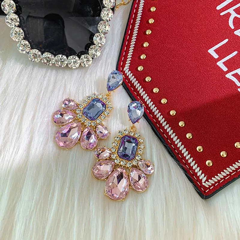 Женские серьги-подвески из серебра 925 пробы с фиолетовыми кристаллами - купить по