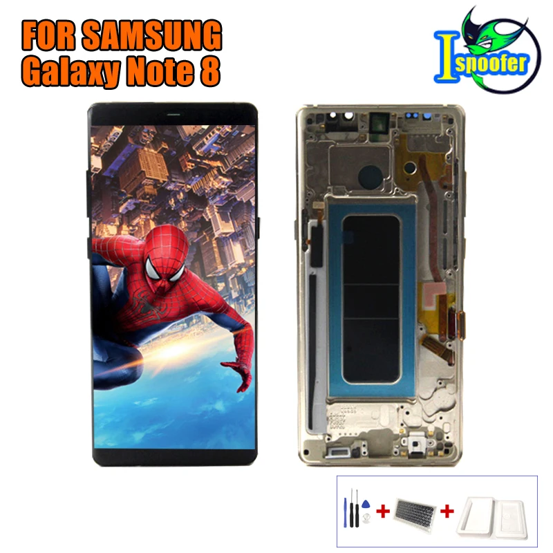 Супер AMOLED 6 3 ''дисплей с горящей тенью ЖК дисплей для SAMSUNG Galaxy Note8 N9500 N950F N900D