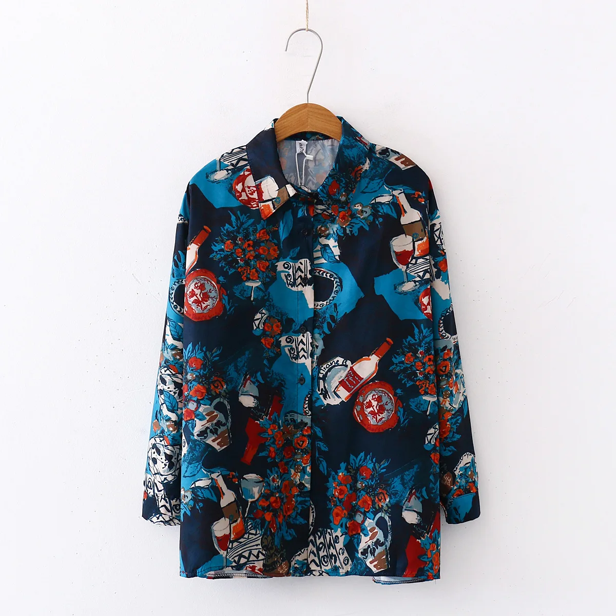 

Zuolunouba 2020 Spring New Long-sleeved Ladies Chiffon Cardigan Retro Loose Printing Trend Commuting Women Blouse Shirt