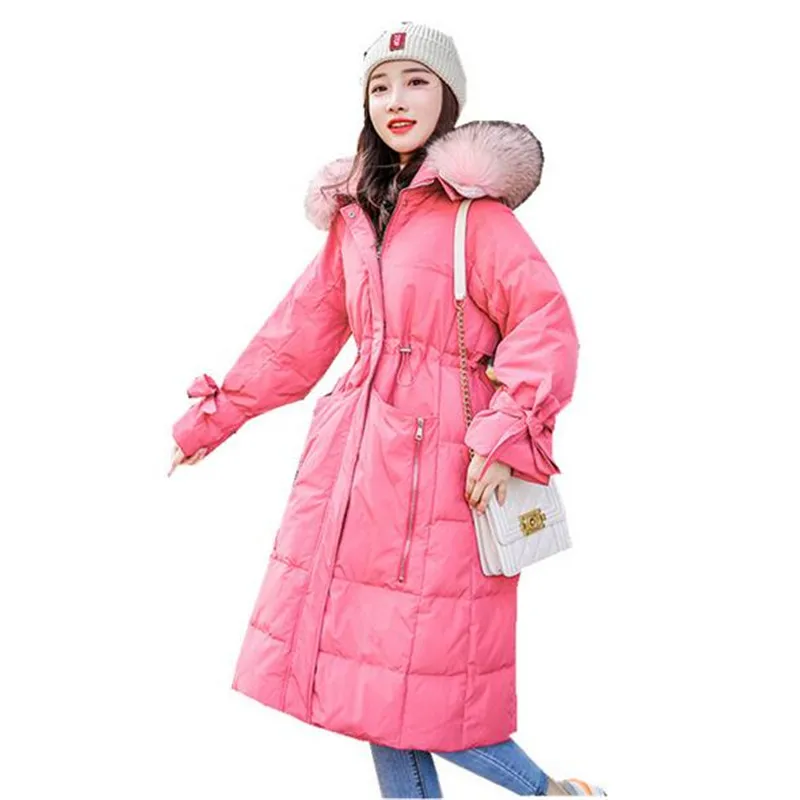 Новое поступление большие черные/розовые меховые пальто парка Длинные куртки