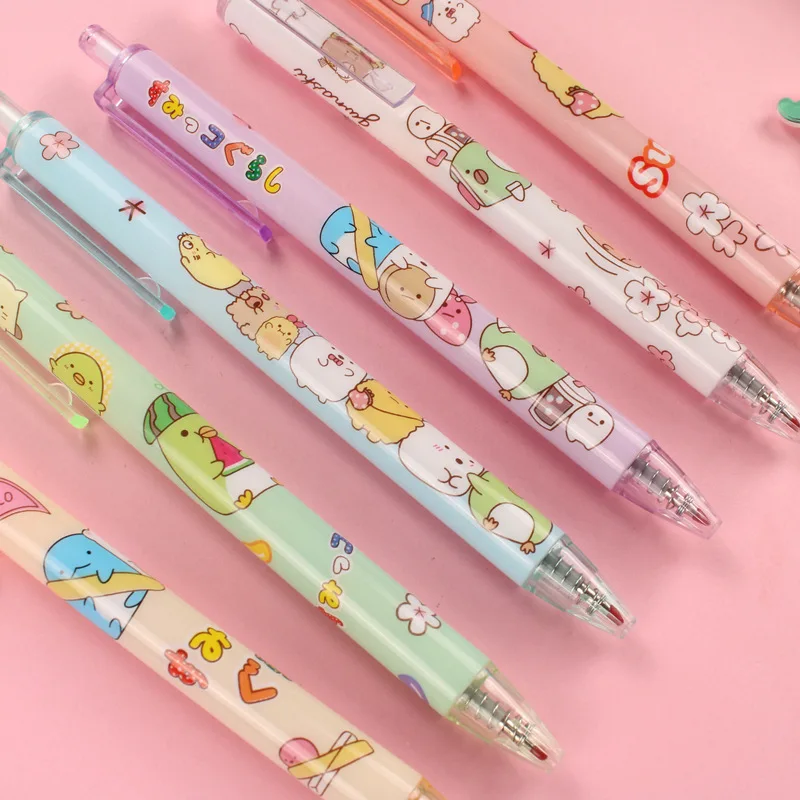 

3 Pcs /lot Kawaii Sushi Family Animal Press Gel Pen Kids Student Stationery 0.5mm black