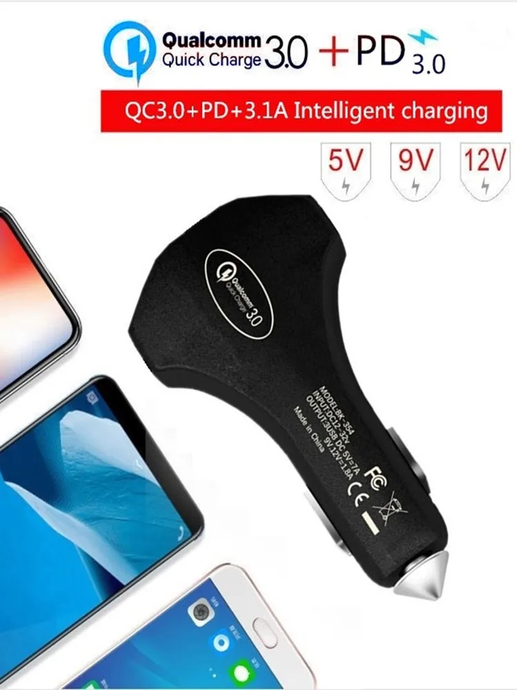 Автомобильное зарядное устройство с двумя usb-портами и поддержкой быстрой