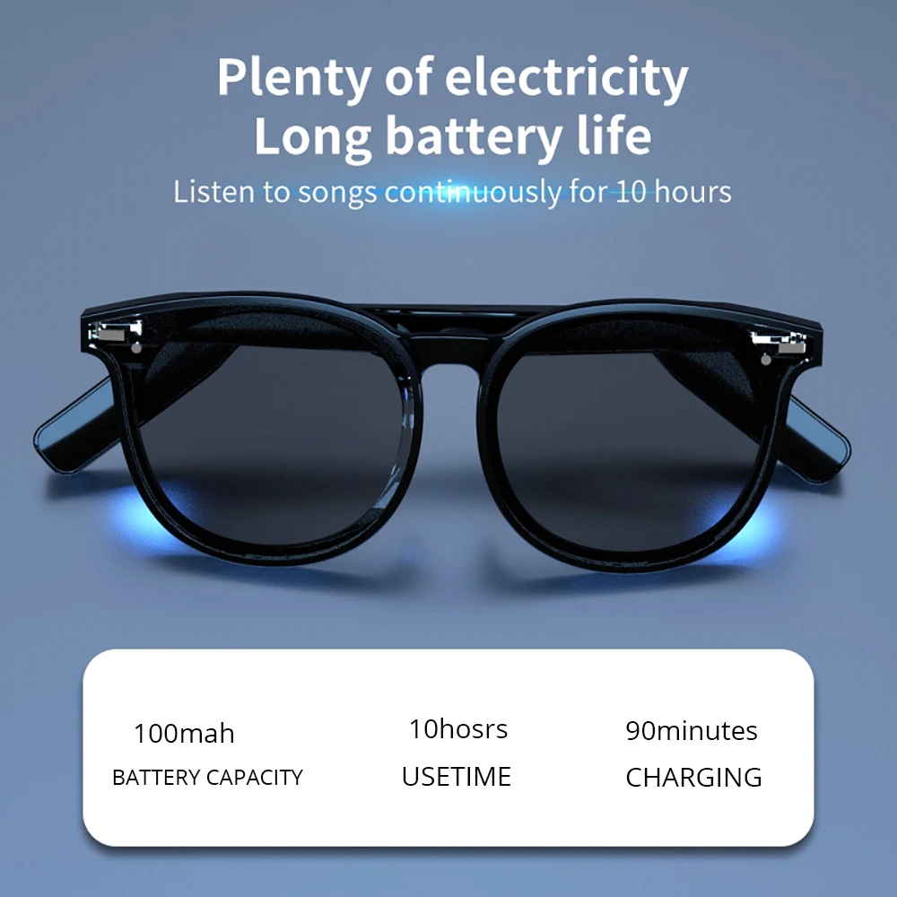 저렴한 Bonola-IPX7 방수 블루투스 5.0 선글라스 스마트 안경, 안티 블루 라이트 야외 스포츠 무선 음악 스피커 이어폰