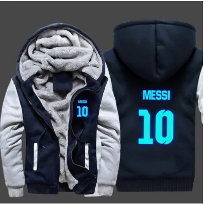 2018 зимняя толстовка на молнии с принтом &quotБарселона Месси&quot утолщенные куртки